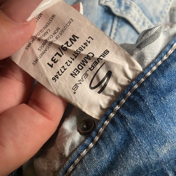 Silver ripped Denim skinny leg Jeans with lace - Picture 8 of 8